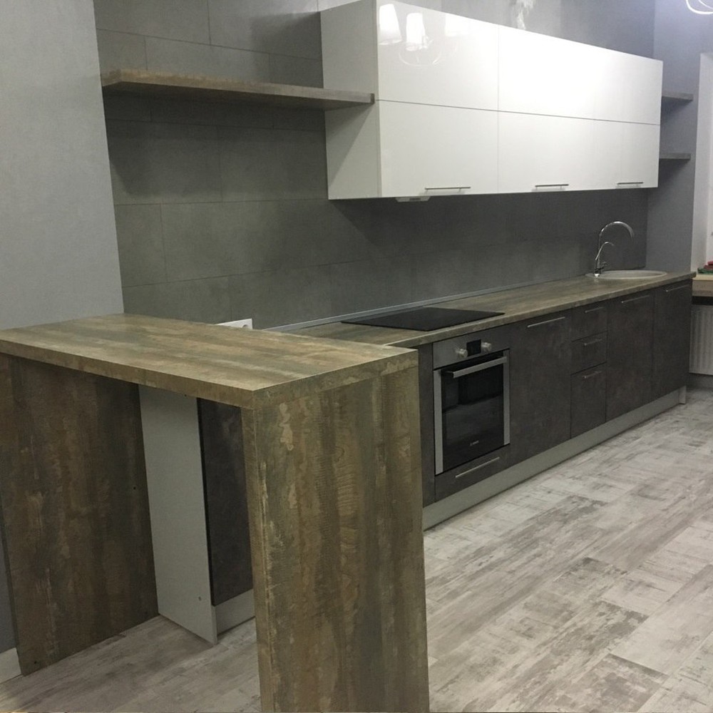 Белый кухонный гарнитур-Кухня МДФ в эмали «Модель 159»-фото1