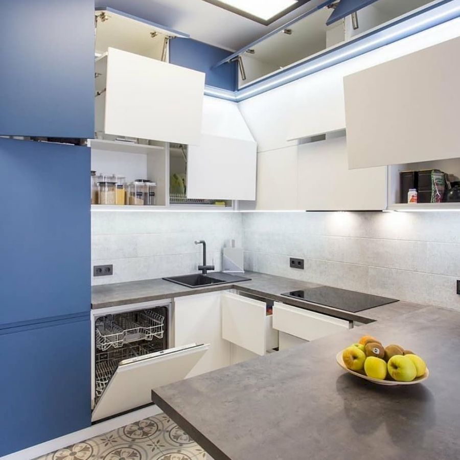 Белый кухонный гарнитур-Кухня МДФ в эмали «Модель 678»-фото5