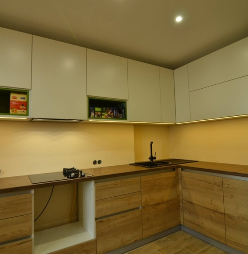 Белый кухонный гарнитур-Кухня из пластика «Модель 369»-фото5